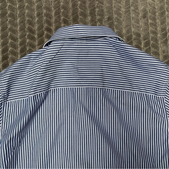 Kenneth Cole Reaction Shirt Mens Large Blue Long Sleeve Button Down Striped Slim - Picture 5 of 10